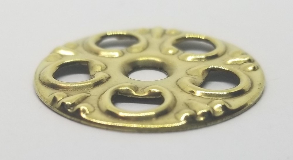 Stamped Brass BACKPLATE Victorian bail pull pierced rosette fancy decorative old