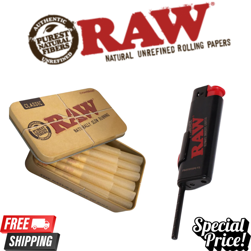 RAW Black 1 1/4 Pre Rolled Cones 20 Pack Loader + Three Tree Triple Preroll Case