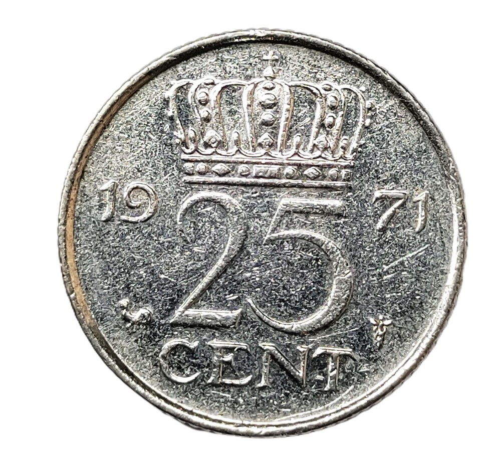 1971 Netherlands 25 Cent Coin KM# 183