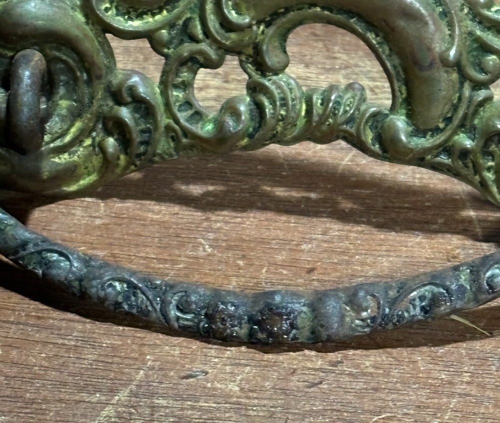 2 Vintage Stamped Metal Drawer Pulls Drop Bails. 3 inch CTC