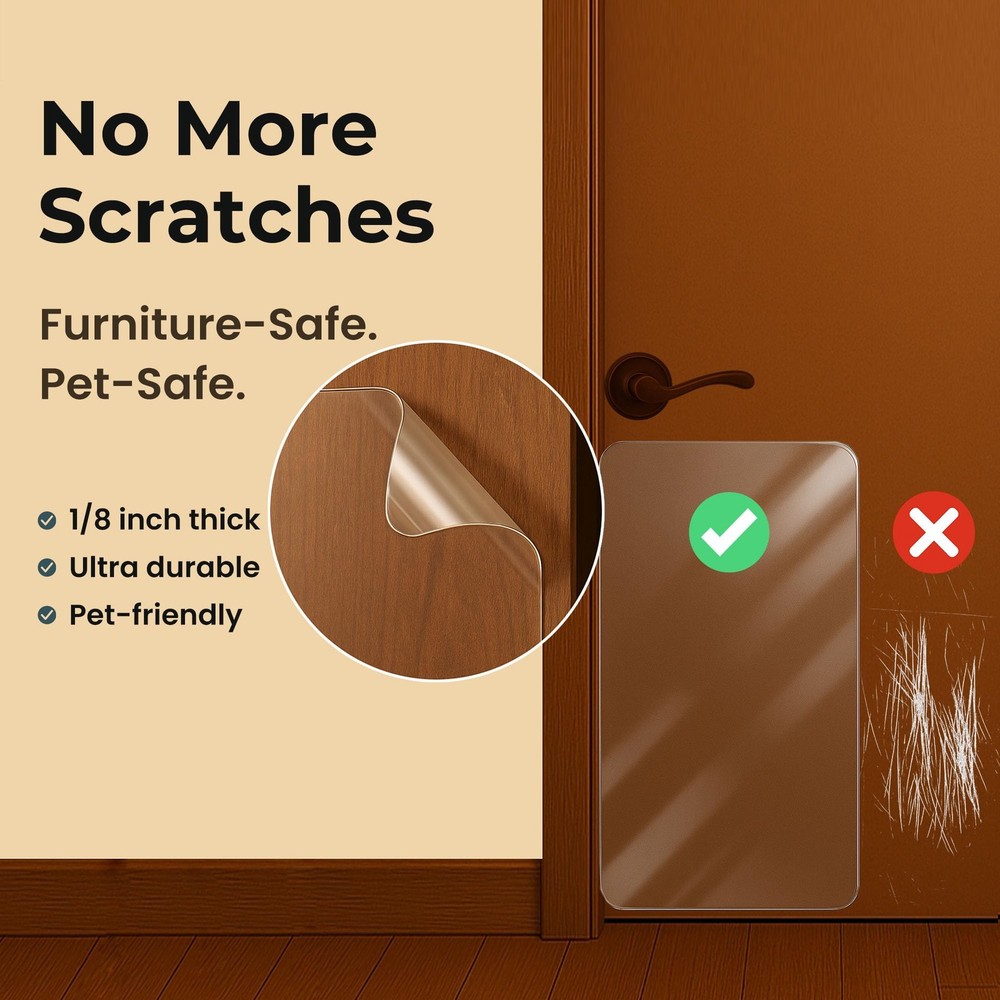 Dog Scratch Door Protector 16 x 30'' Thick PVC Shield - Easy Install