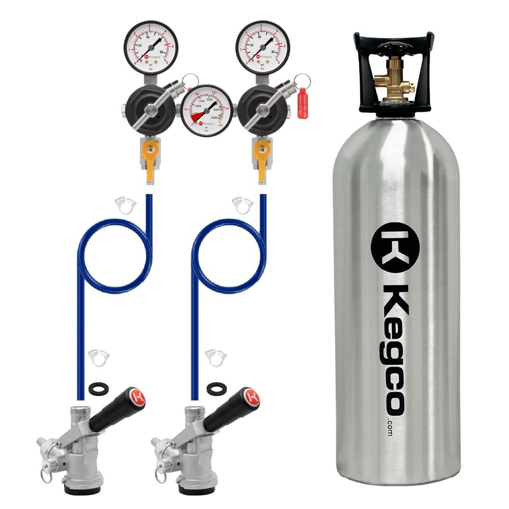 2 Product Direct Draw Kit with Dual Body Regulator - 20 lb. Co2 Tank