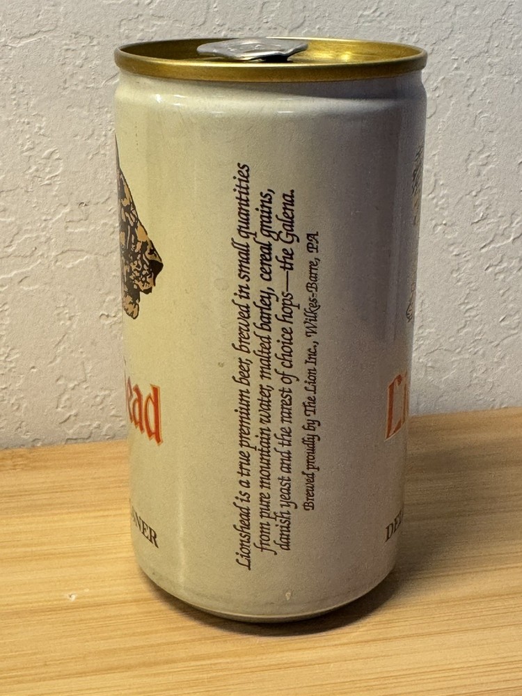 Lionshead Deluxe Pilsner Beer - Empty top opened Beer Can