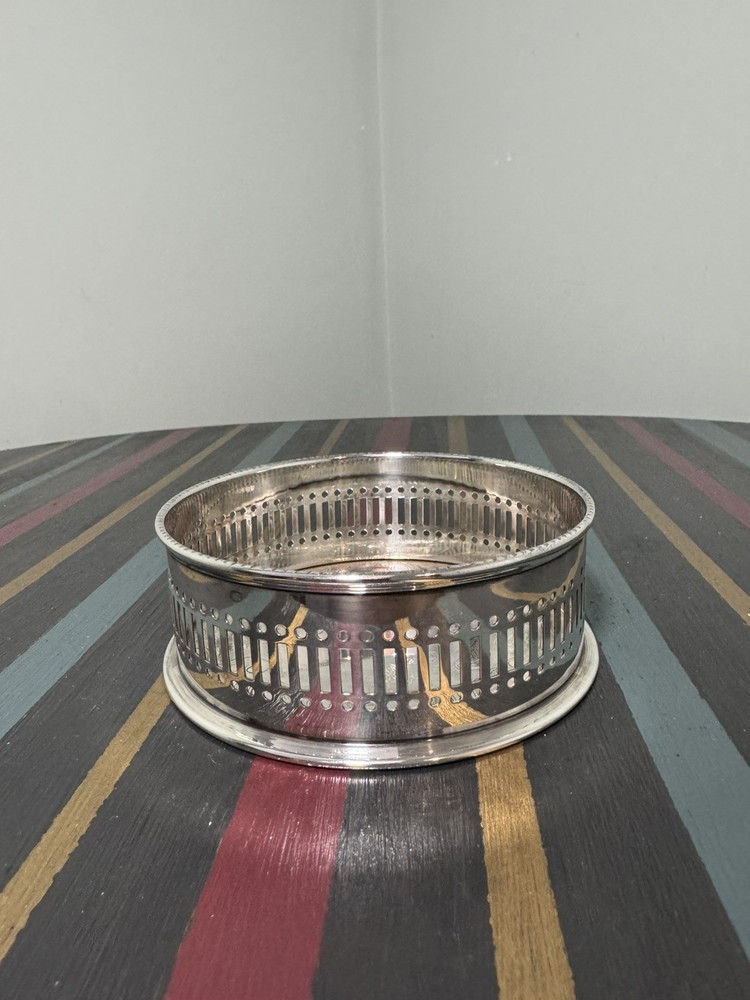 Elkington Silver Plate Wine Bottle Coaster Pierced Gallery