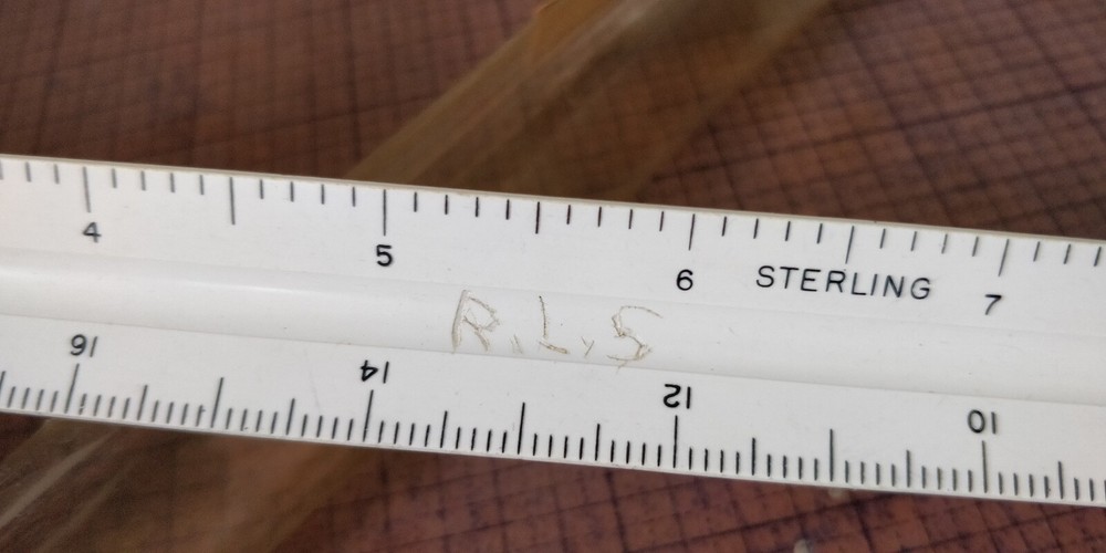 Vintage #531 Sterling Triangle Architects Drafting Ruler With Protective Sleeve