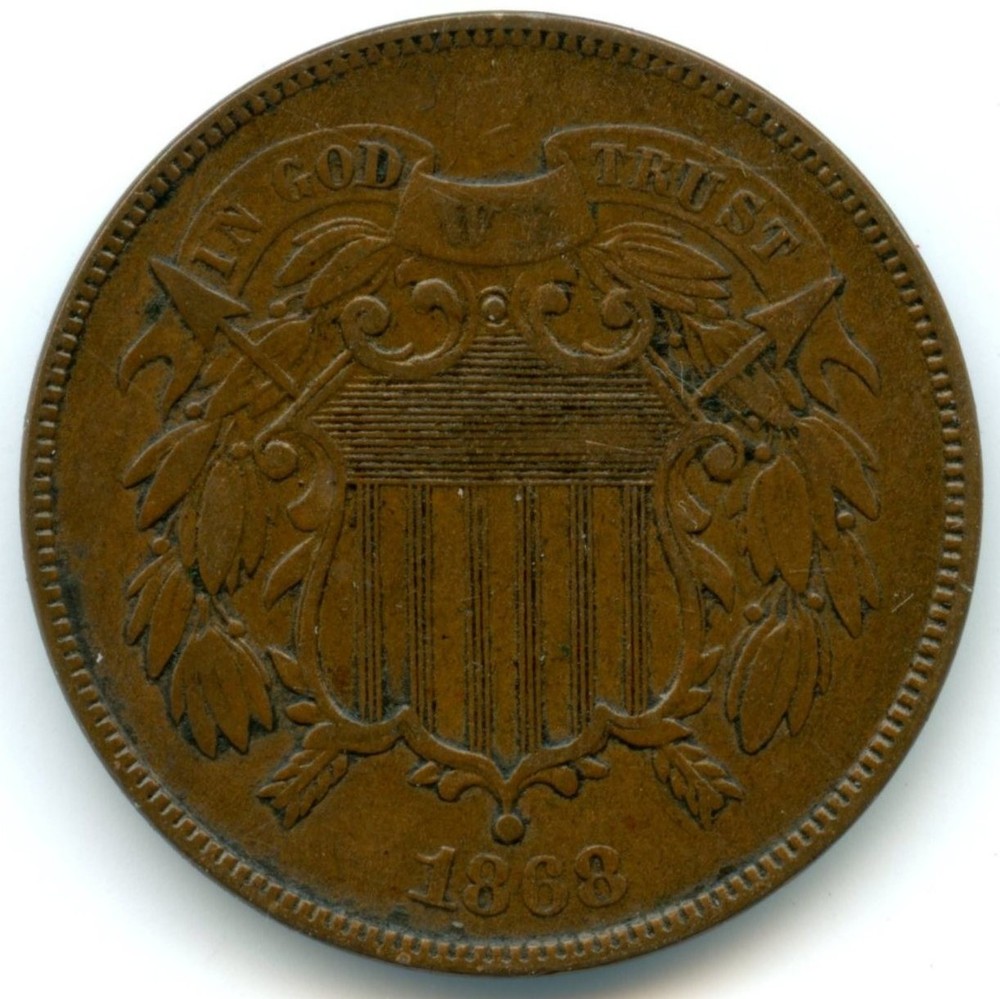 1868 U.S. Two Cent Piece - Extremely Nice Details, Must See