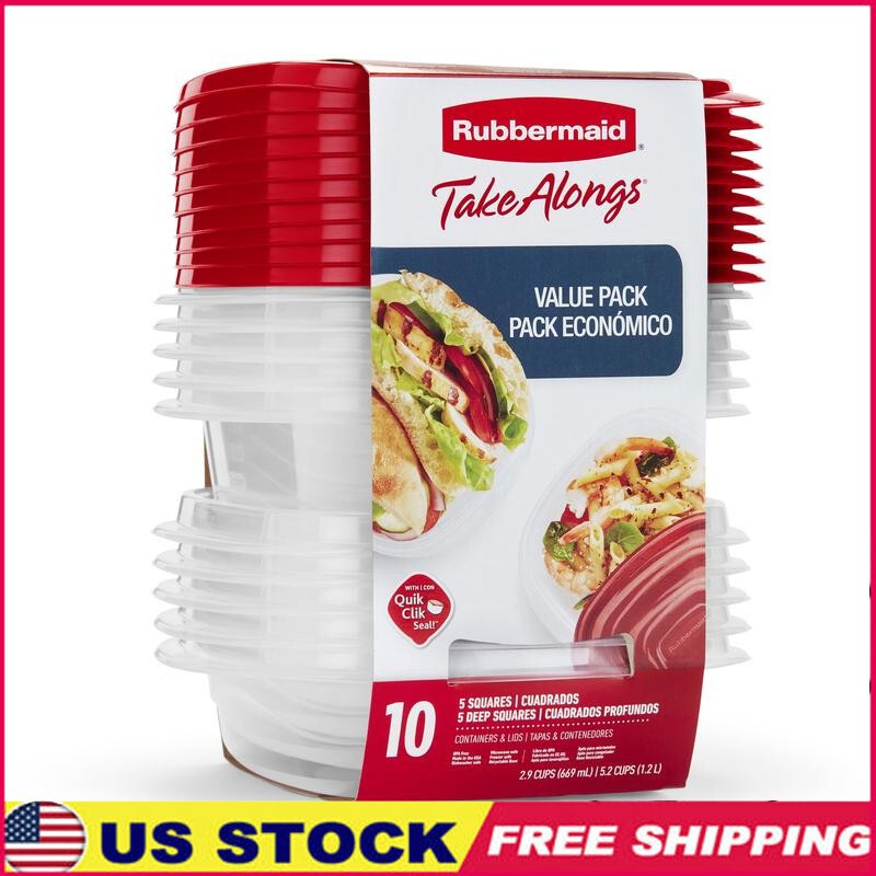 10 Pc Food Storage Container Set BPA Free Stackable Meal Prep Microwave Safe New