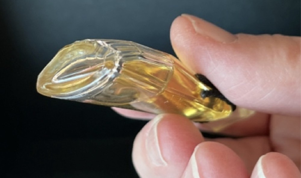miniature perfume bottle half full - mystery scent no marks vanity decor