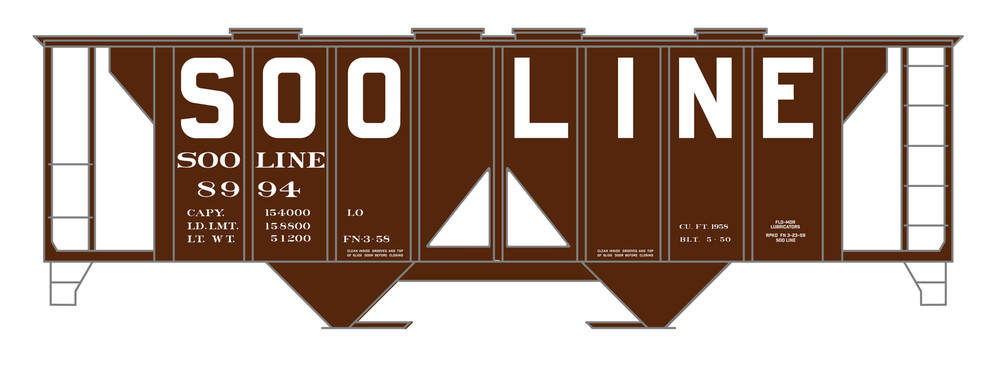 K4 O Scale Decals Soo Line Covered Hopper White