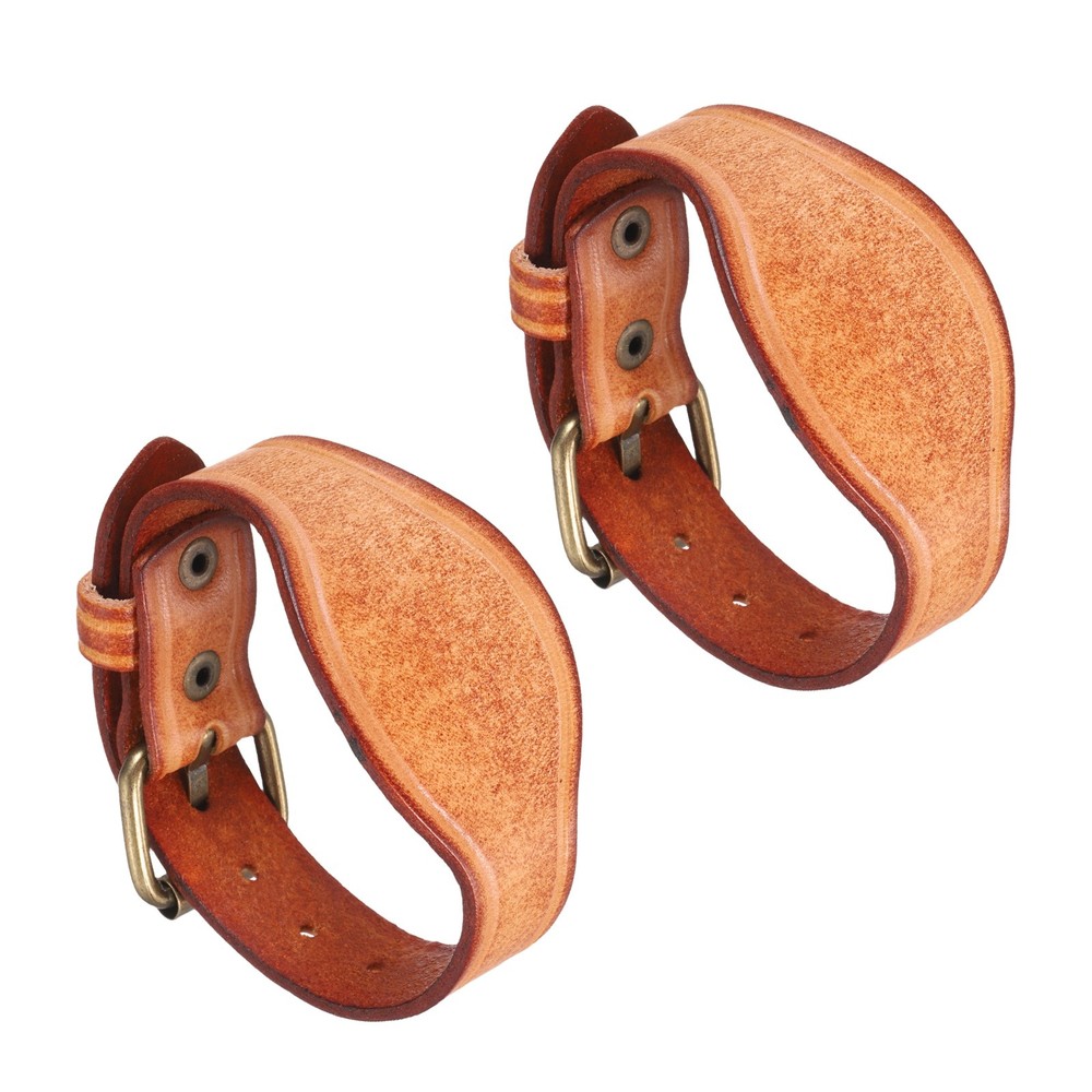2Pcs Plain Leather Bracelets Buckle Bangle,Brown Black Retro Bracelets