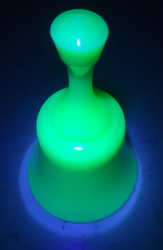 Fenton Uranium Glass Bell Glows 7" HTF