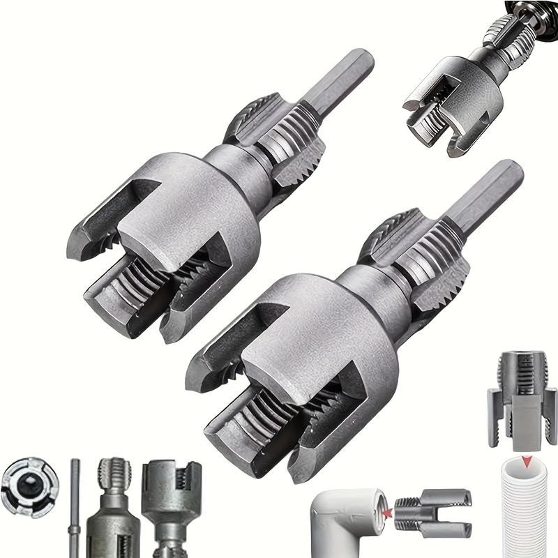 PVC Pipe Threading Tool, 1/2'' & 3/4'' Dies, Drill Compatible (2PCS)