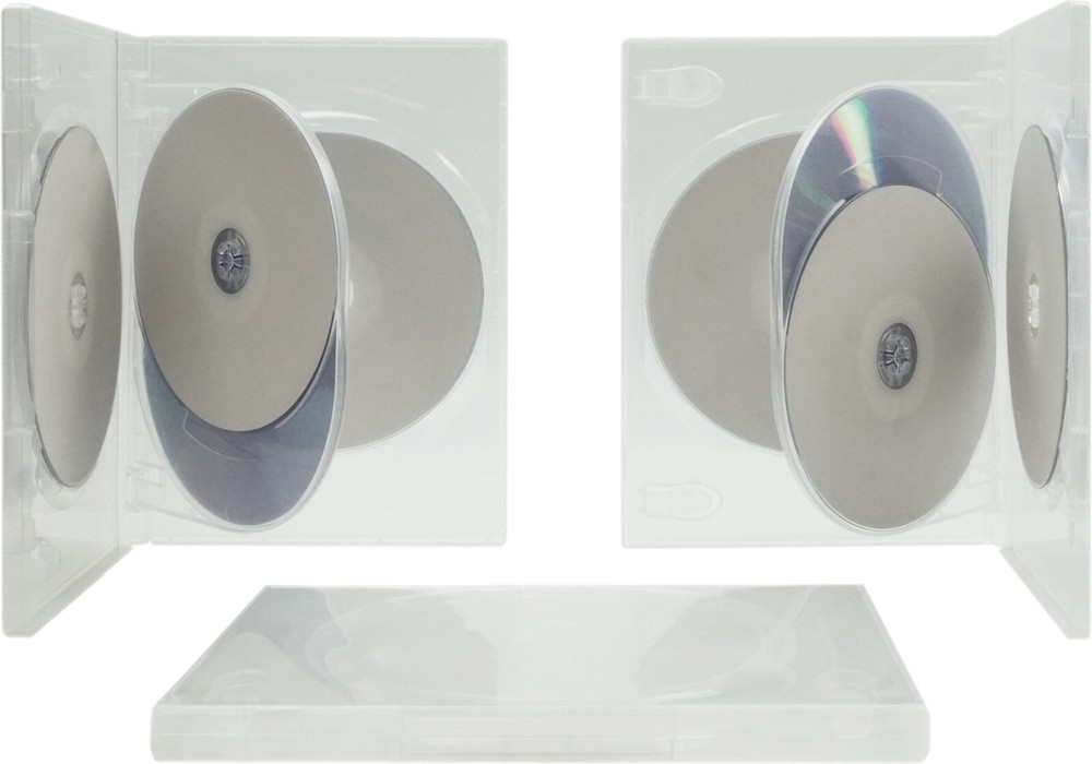 (25) DV4R14CLWT 4-Disc Capacity Clear Quad Replacement DVD CD Storage Case Boxes