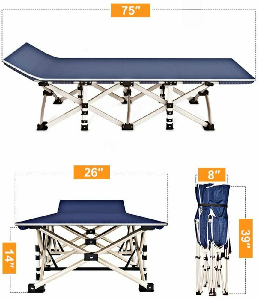 Folding Camping Cot Adjustable Position Bed for Heavy Duty Camping, Pool, Beach