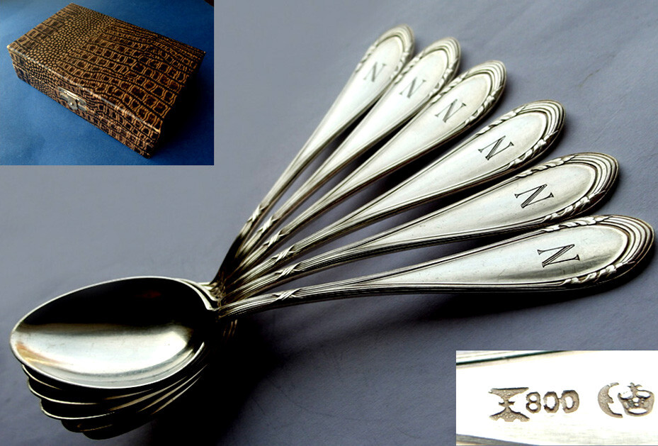 Set, 6 Tea Spoons, Koch & Bergfeld, 800 Silver, around 1910 E556