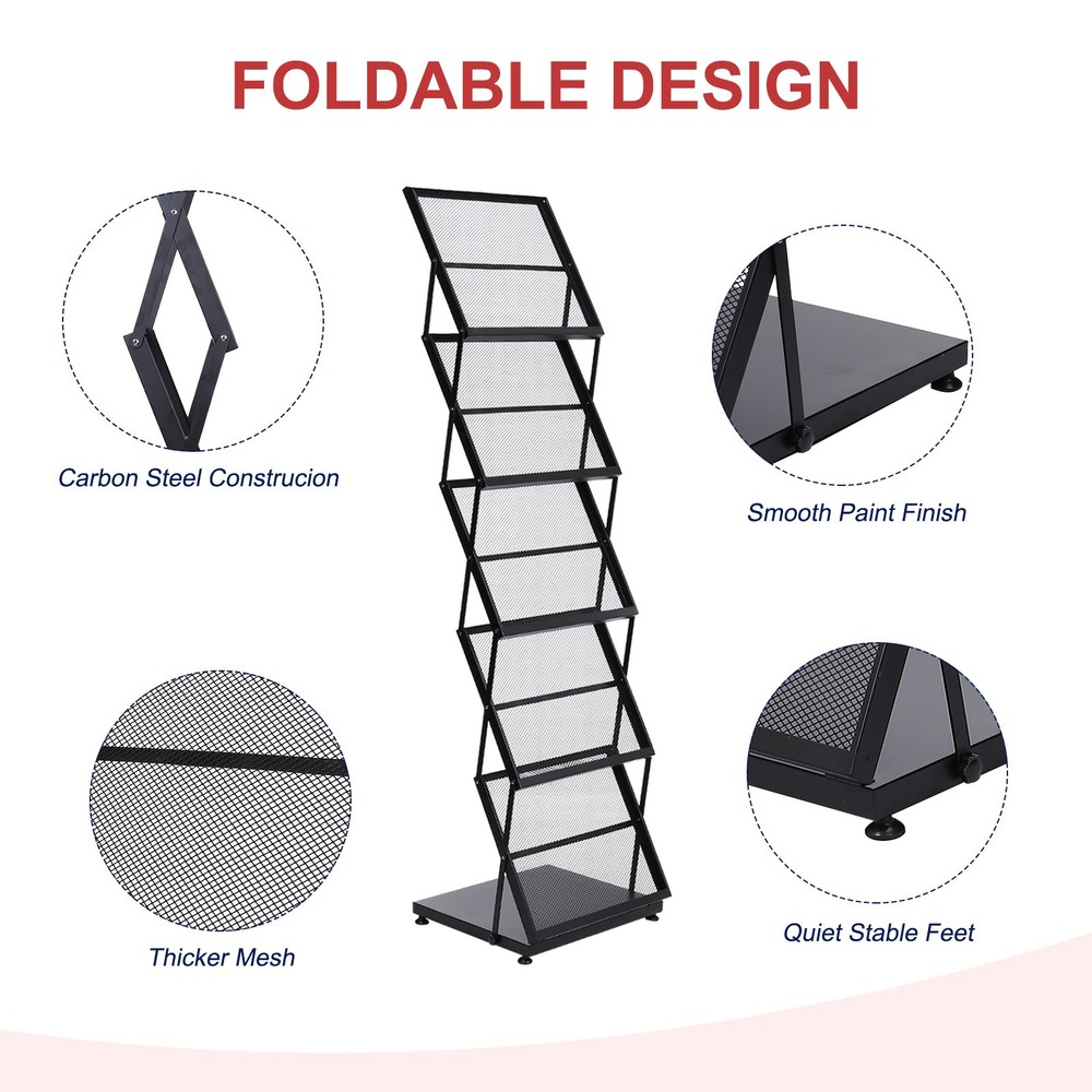 Foldable Magazine Display Rack 5 Layers Brochure Stand Catalog Literature