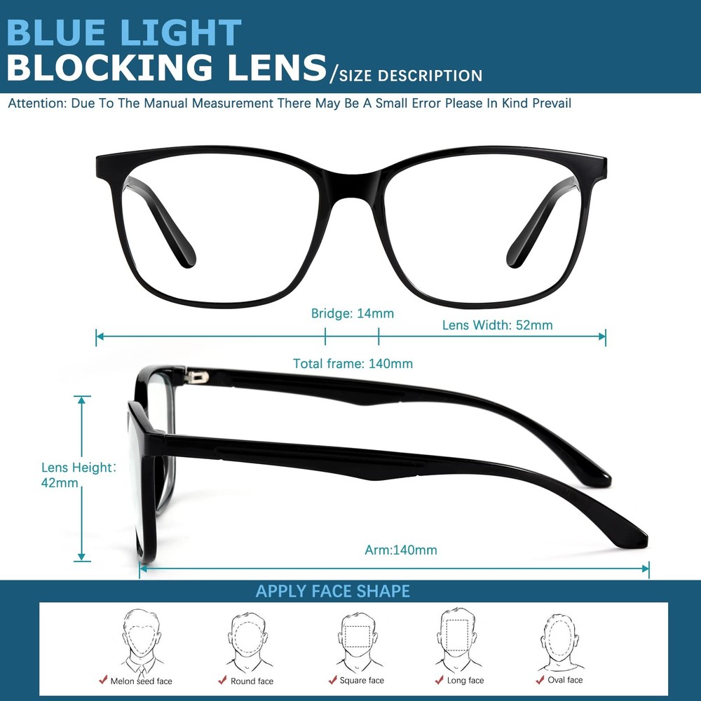 Blue-Light Blocking Glasses Computer Reading/Gaming/TV/Phones Glasses ...