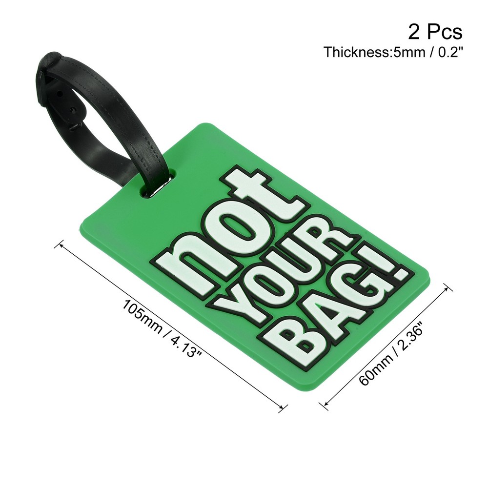 2Pcs PVC Luggage Tag Identifier Label, Not Your Bag Pattern Green