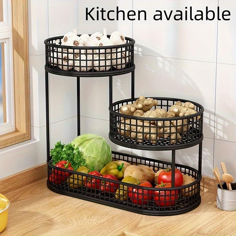 Stainless Steel Multi-tier Fruit Basket Round Kitchen Display Rack Dinning Table