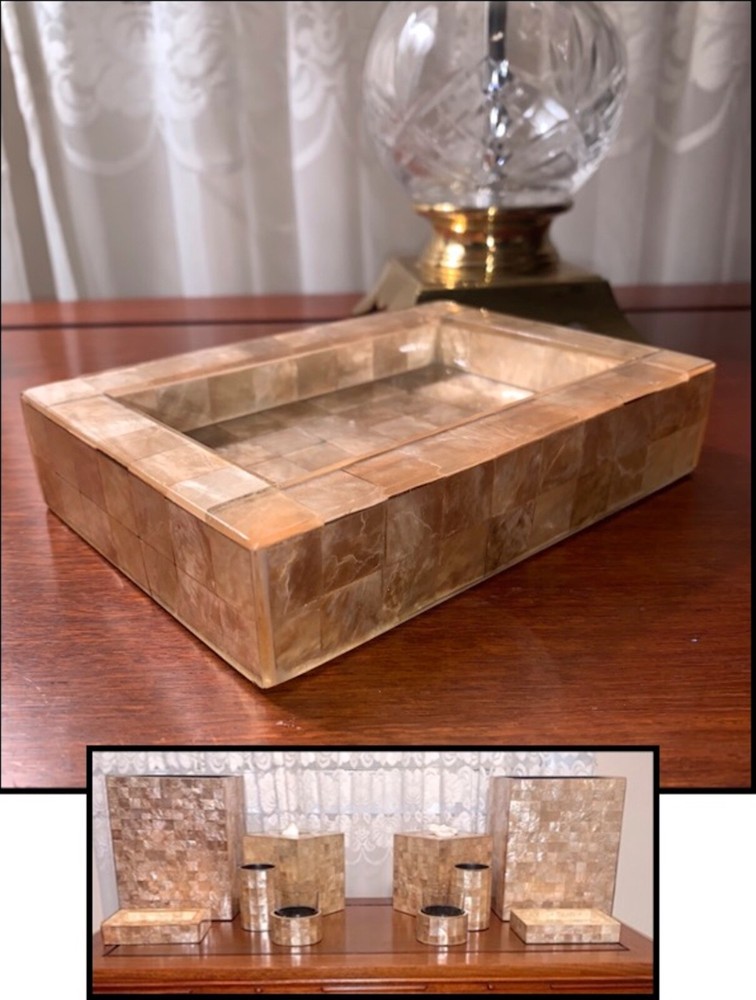 Vtg Capiz Shell Champagne Soap Dish Labrazel