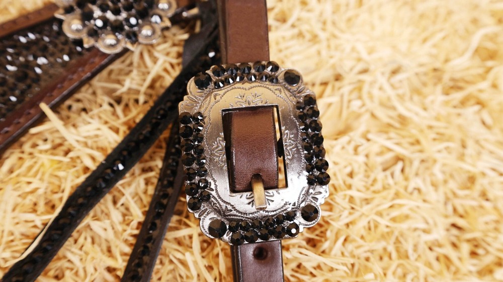 MOUSM One Ear Headstall & Breast Collar Set - Gladiator Style with Bling Strings
