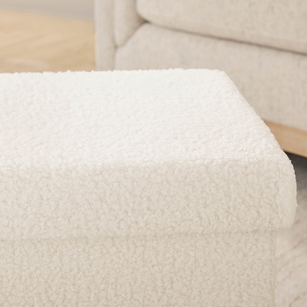 30" Collapsible Storage Ottoman Cream