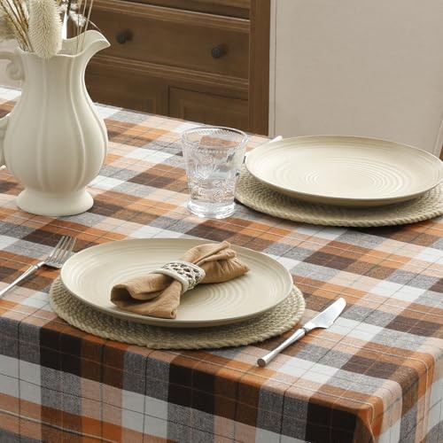 Romanstile Fall Checkered Tablecloth 54" x 80" (Rectangular) Brownplaid