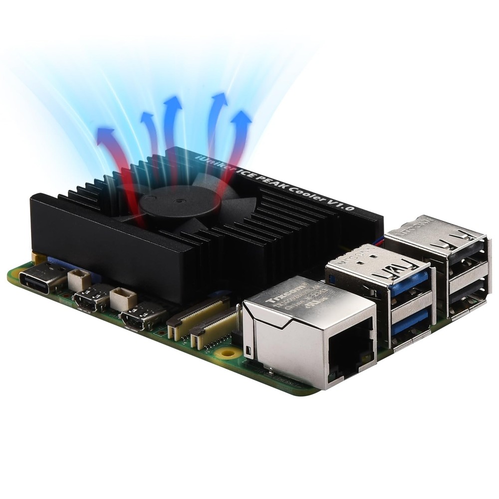 iUniker Ultra-Quiet Active Cooler for Raspberry Pi 5, ICE Peak for...