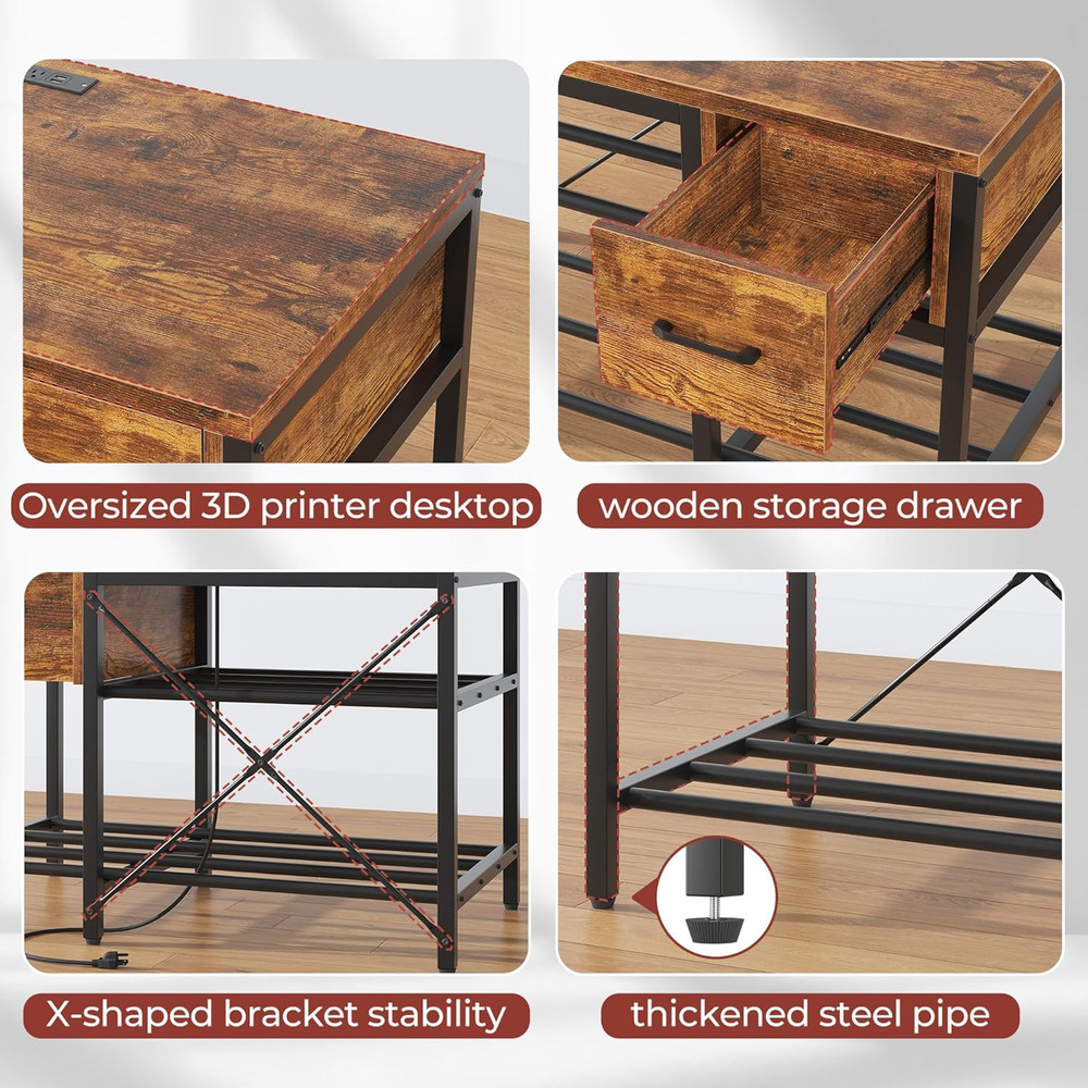 3D Printer Stand with Filament Storage – Heavy Duty Metal 3D Printer Table with