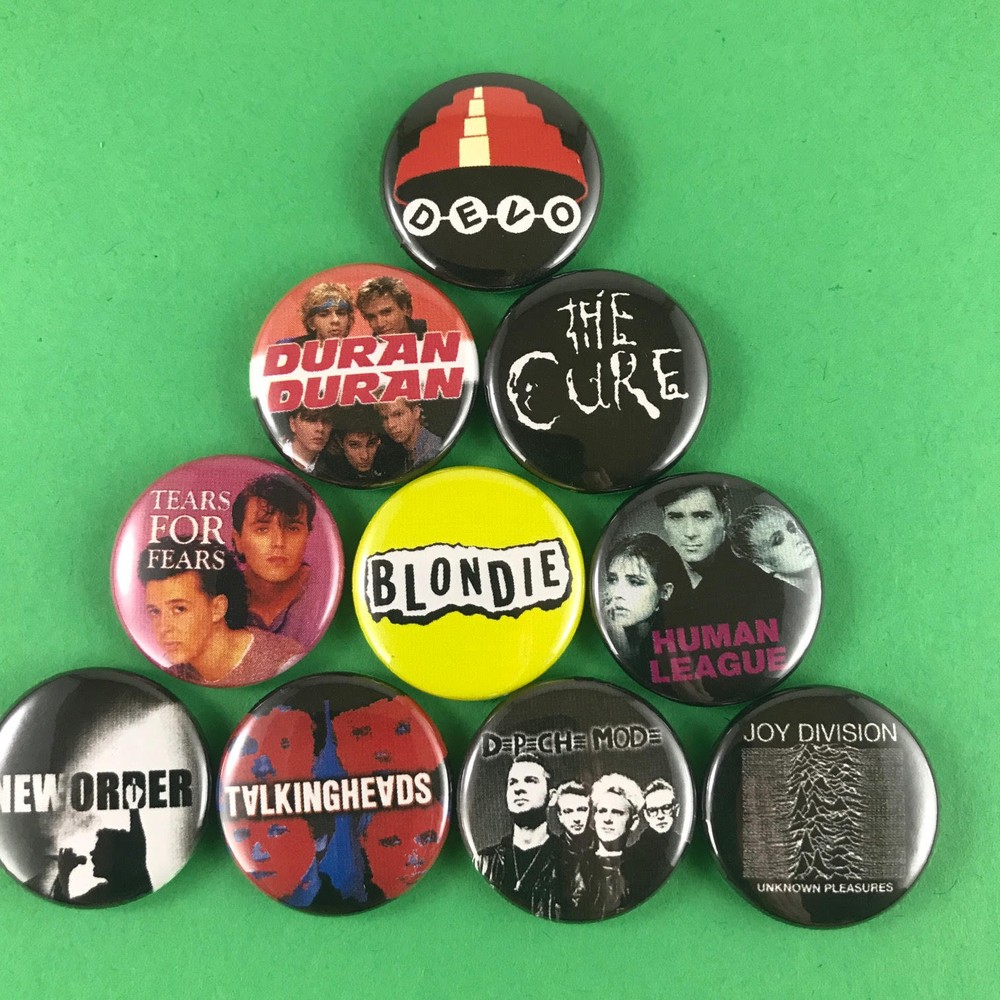 New Wave 1" Button Pin Set Devo Duran Duran The Cure New Order Depeche Mode