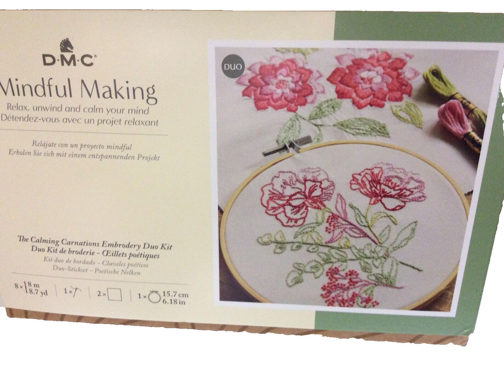 DMC Mindful Making The Calming Carnations Embroidery Duo Kit