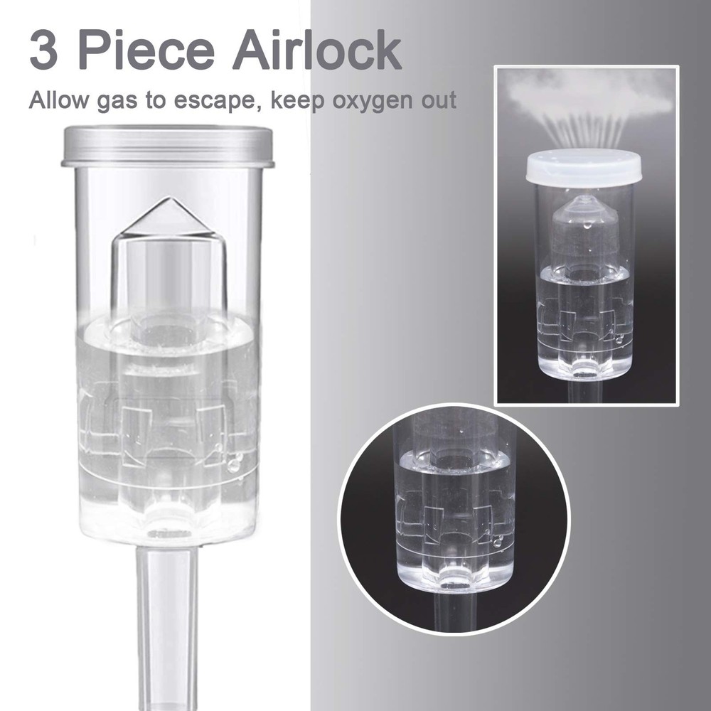 3-Piece Airlock 4 Pack 4PCS #6 Stopper and 8PCS Grommets, Fermentation Airlock