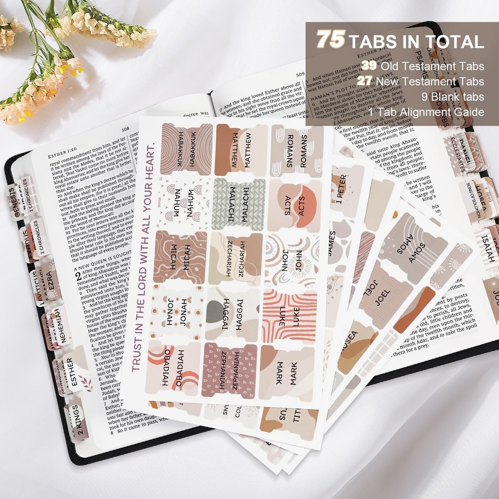 Laminated Bible Tabs for Women & Men - Large Print Study A-boho