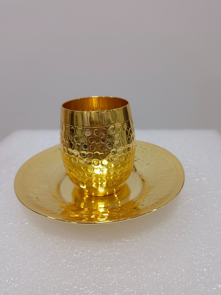 Kiddush Cup Goblet with Wine Silver Plated Plate Cups Judaica
