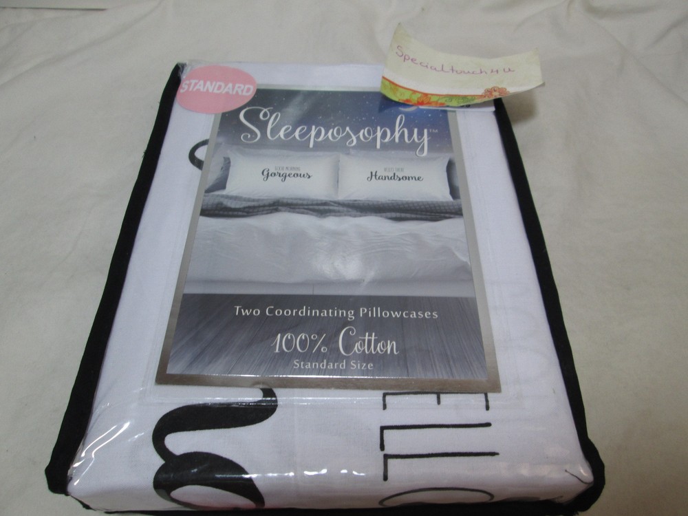 Sleeposophy GORGEOUS HANDSOME T2 Coordinating Standard Pillowcases ~ Black White