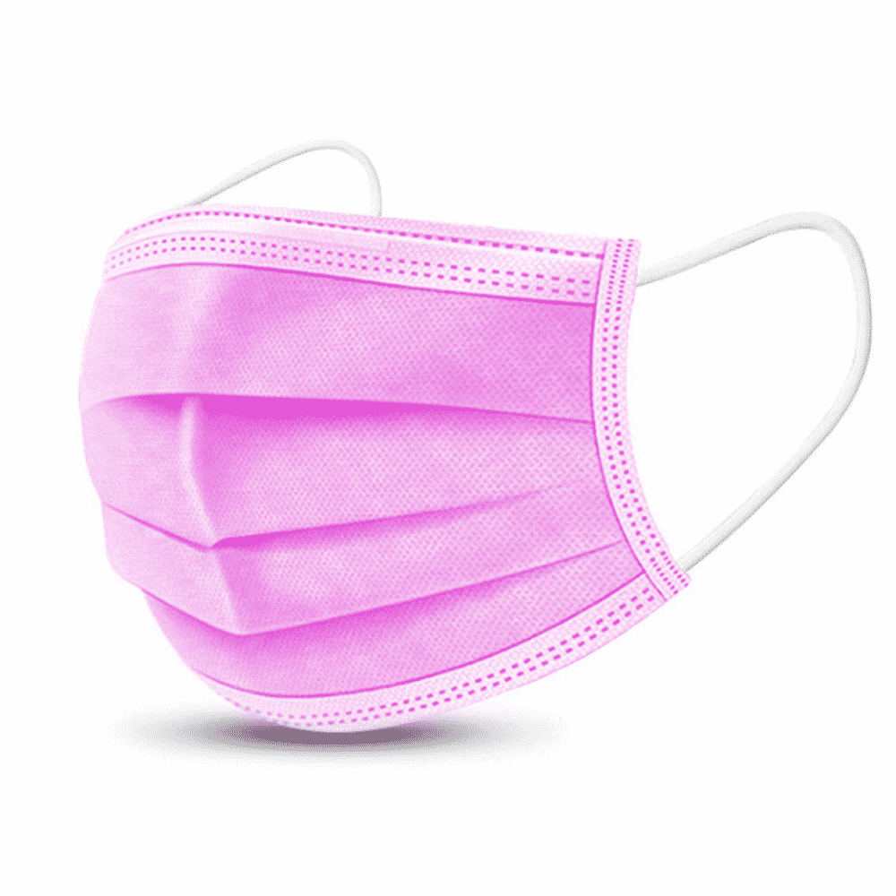 Disposable Face Covering (Pink). Disposable Protecticve MASK. 50 Per Pack.
