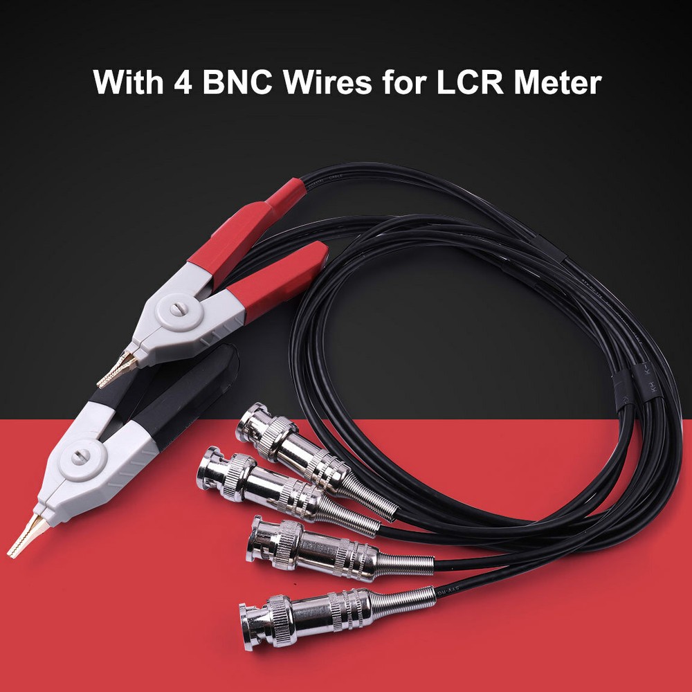 4-Wire Kelvin Clip Set with BNC Connectors for Component Testing LCR Meter