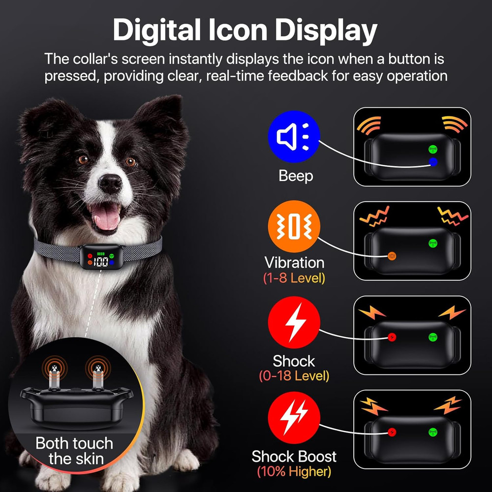 Dog Training Collar, Dog Shock Collar with Remote Control for Medium Large Dogs