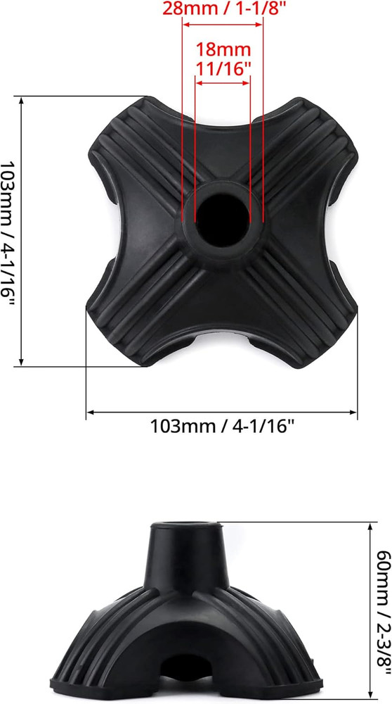 Rubber Replacement Foot Pad for Walking Canes, Universal Stable Four Point St...