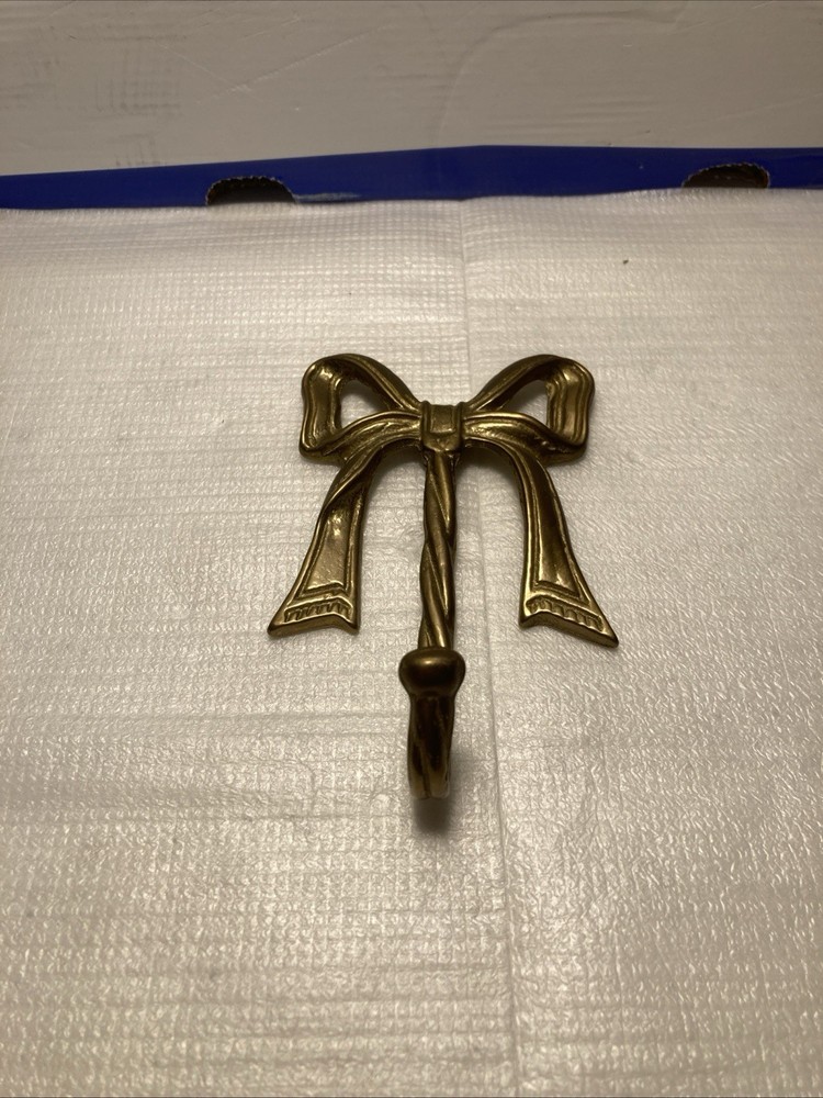 Vintage Solid Brass Bow Wall Hook 4 1/2in  X 3 1/8in