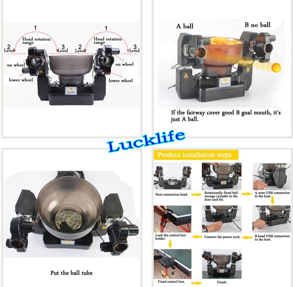 Automatic Double Head Table Tennis Serving Machine With 2.4G Remote Control