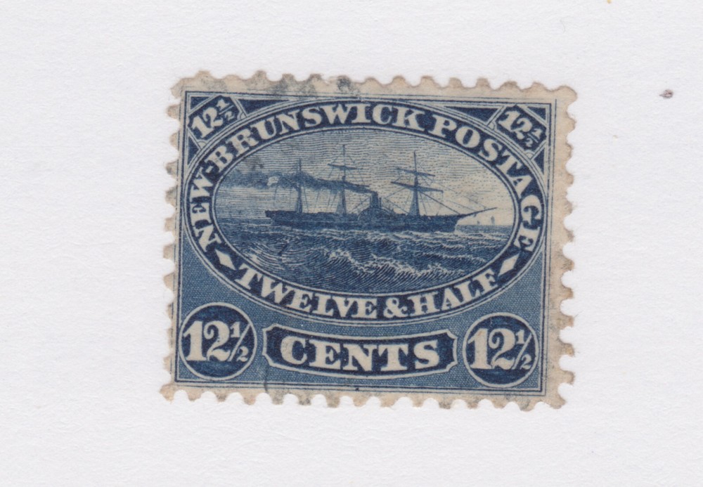 NEW BRUNSWICK #10 Fine LIGHT CANCEL short perf STEAM SHIP