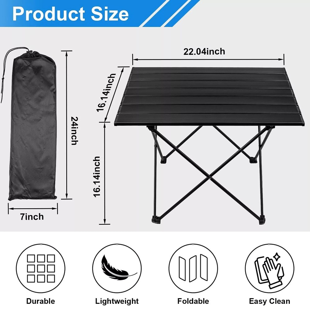 Medium Camping Table 22″L x16″W Portable Folding Camping Side Table with Carr...