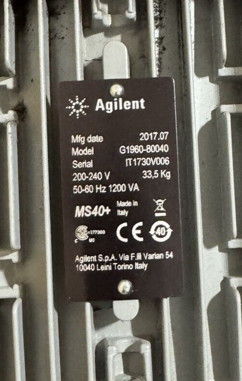 Agilent Ms40 + Vacuum Pump G1960-80040 Used Untested