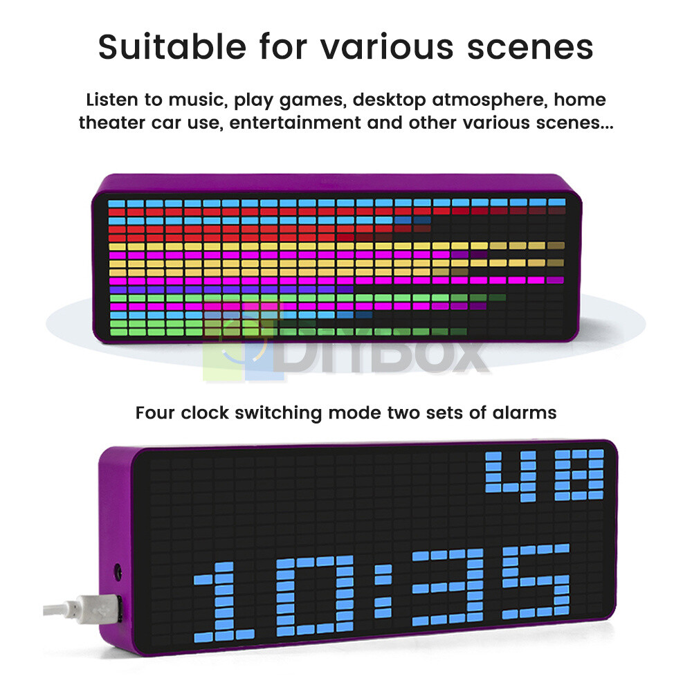 MIC+CABLE Sound Level Meter Clock LED Audio Display Music Spectrum Visualizer