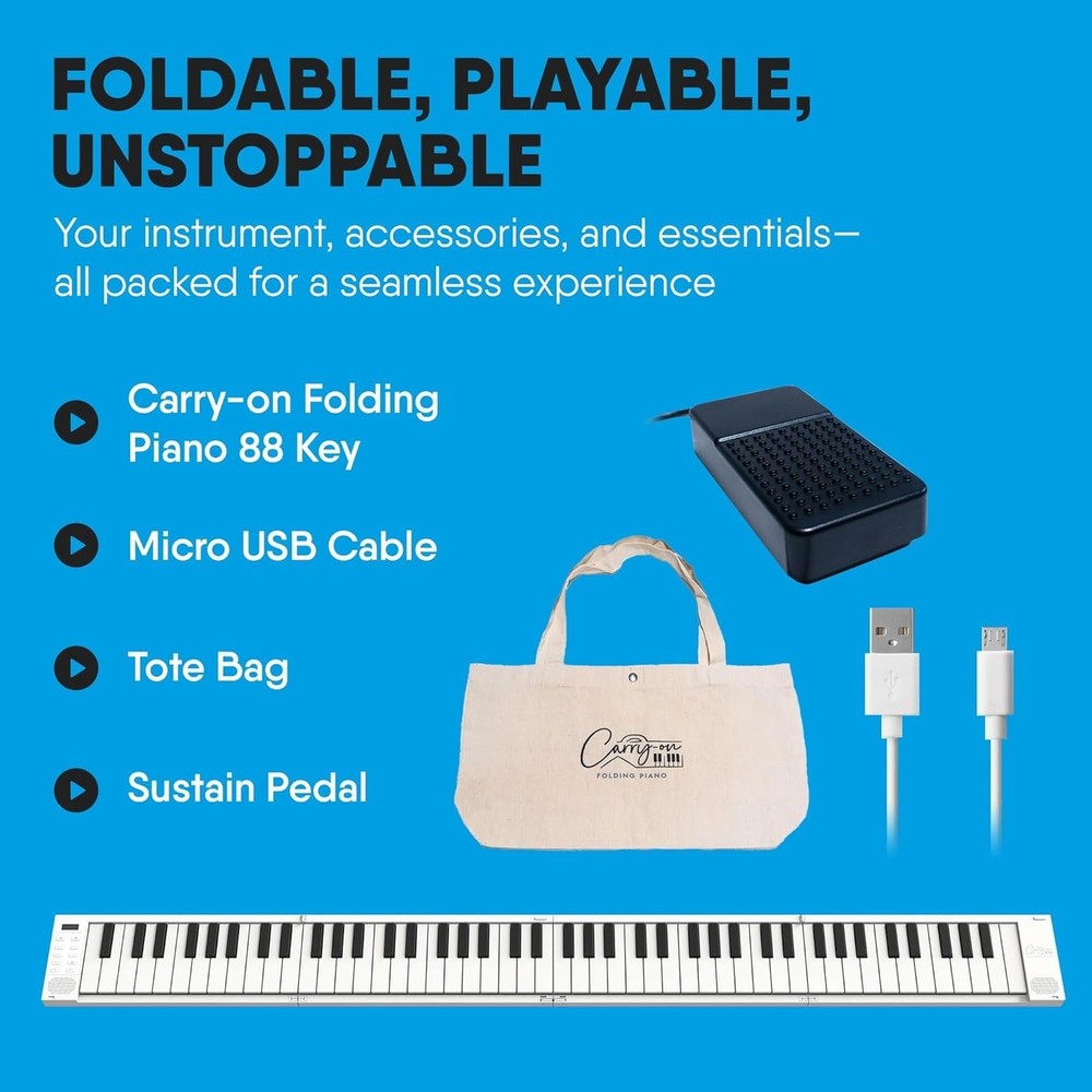 Folding Digital Piano w/ Rechargeable Battery=