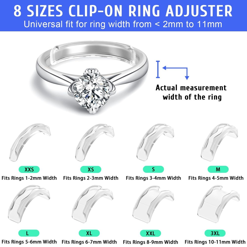 Ring Sizer Adjuster for Loose Rings,14Pack 14 Sizes Guards, Spacers & Clear