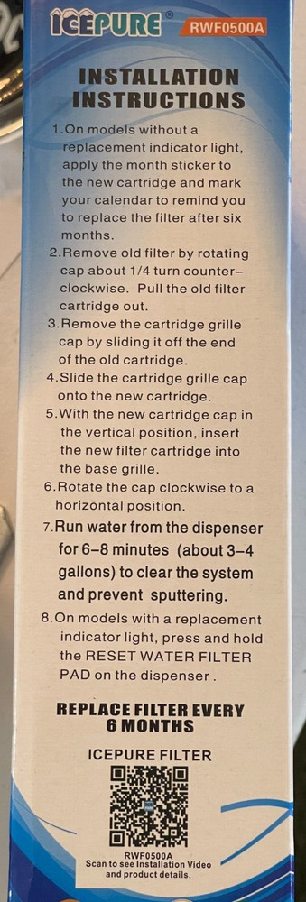 2 New IcePure RWF0500A Refrigerator Water Filter Whirlpool
