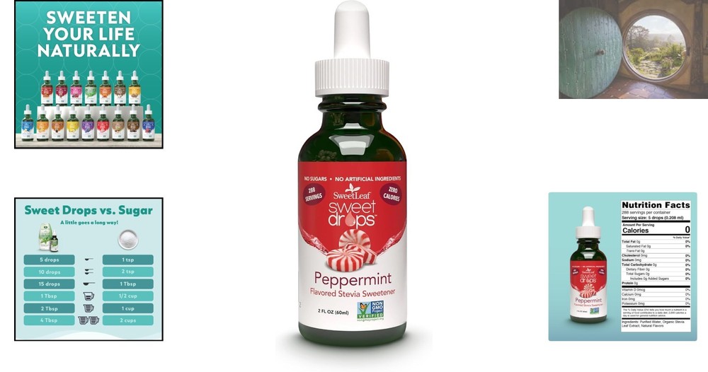 Organic Peppermint Stevia Sweet Drops - Zero Calorie Sugar Alternative, 2 Fl Oz