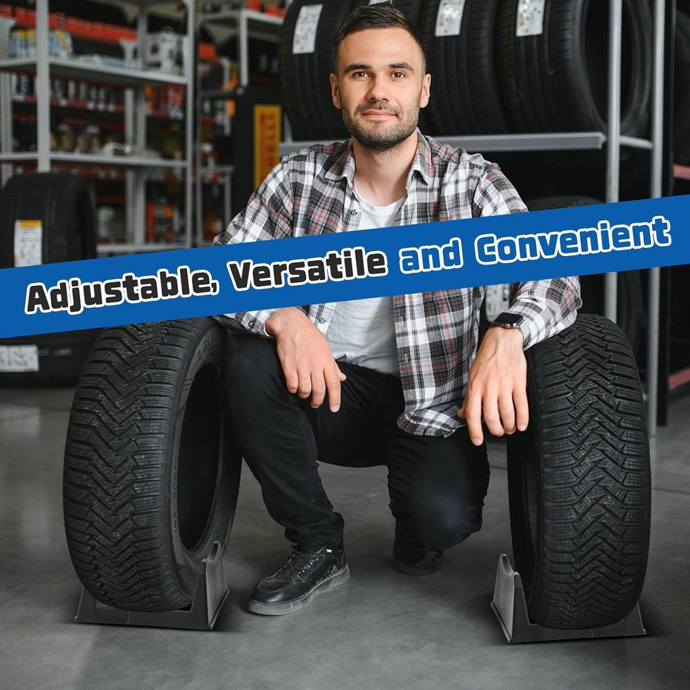 4 Pcs Car Tire Display Stand Wheel Rack Adjustable Width Rim Storage...